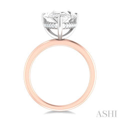 1/8 ctw Pear Shape Round Cut Diamond Semi Mount Engagement Ring in 14K Rose and White Gold