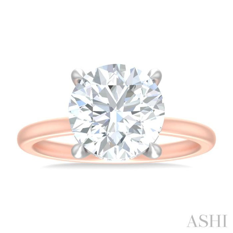 1/10 ctw Circular Shape Round Cut Diamond Semi Mount Engagement Ring in 14K Rose and White Gold