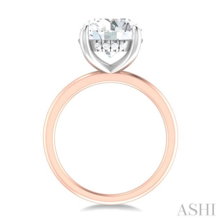 1/10 ctw Circular Shape Round Cut Diamond Semi Mount Engagement Ring in 14K Rose and White Gold