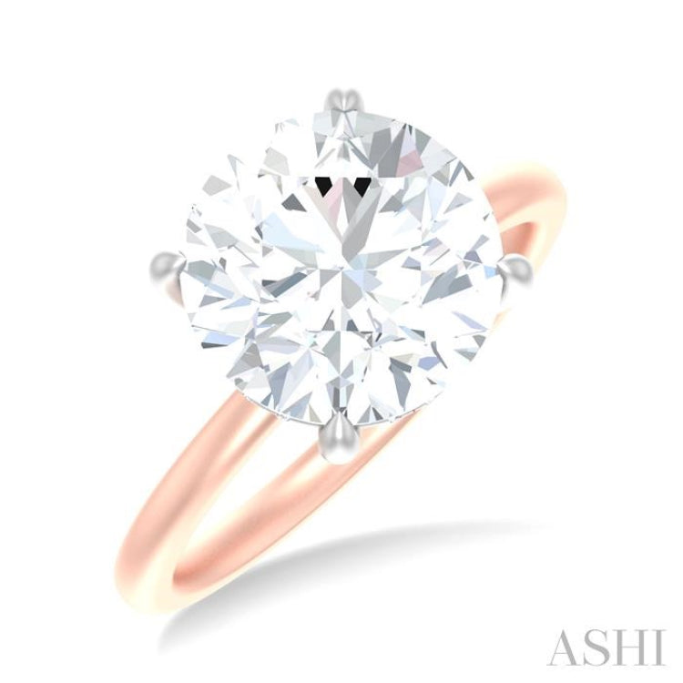 1/10 ctw Circular Shape Round Cut Diamond Semi Mount Engagement Ring in 14K Rose and White Gold