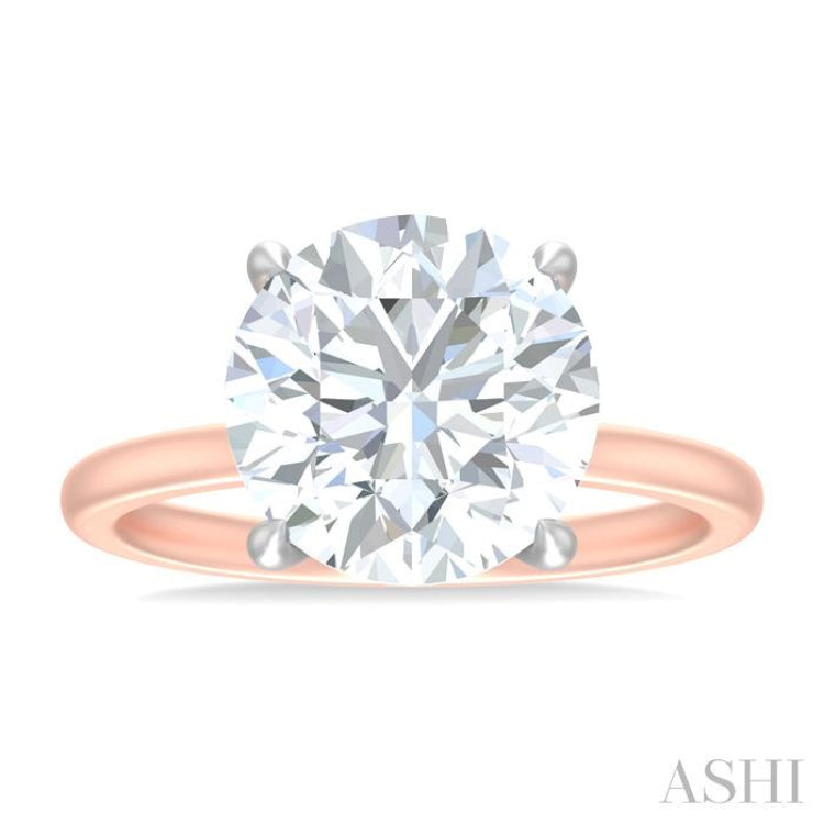 1/10 ctw Circular Shape Round Cut Diamond Semi Mount Engagement Ring in 14K Rose and White Gold