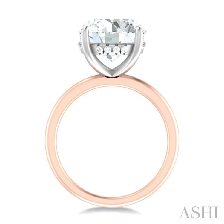 1/10 ctw Circular Shape Round Cut Diamond Semi Mount Engagement Ring in 14K Rose and White Gold