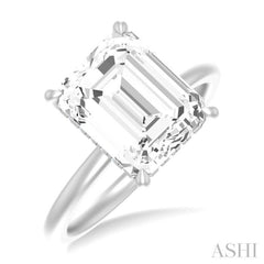 1/10 ctw Emerald Shape Round Cut Diamond Semi Mount Engagement Ring in 14K White Gold