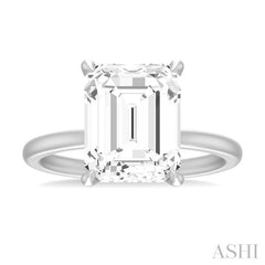 1/10 ctw Emerald Shape Round Cut Diamond Semi Mount Engagement Ring in 14K White Gold