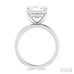 1/10 ctw Emerald Shape Round Cut Diamond Semi Mount Engagement Ring in 14K White Gold