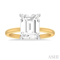 1/10 ctw Emerald Shape Round Cut Diamond Semi Mount Engagement Ring in 14K Yellow and White Gold