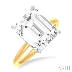 1/8 ctw Emerald Shape Round Cut Diamond Semi Mount Engagement Ring in 14K Yellow and White Gold