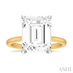 1/8 ctw Emerald Shape Round Cut Diamond Semi Mount Engagement Ring in 14K Yellow and White Gold