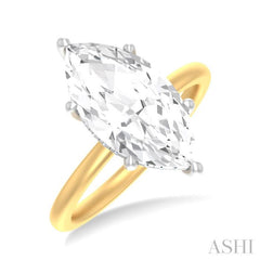 1/10 ctw Marquise Shape Round Cut Diamond Semi Mount Engagement Ring in 14K Yellow and White Gold