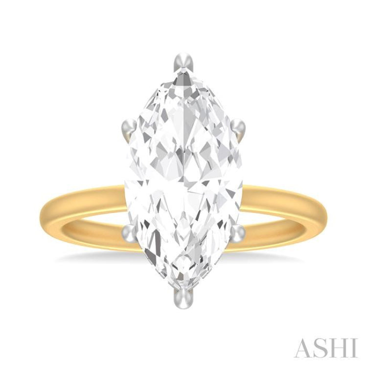 1/10 ctw Marquise Shape Round Cut Diamond Semi Mount Engagement Ring in 14K Yellow and White Gold