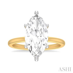 1/10 ctw Marquise Shape Round Cut Diamond Semi Mount Engagement Ring in 14K Yellow and White Gold