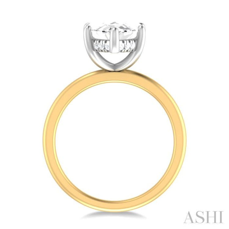1/10 ctw Marquise Shape Round Cut Diamond Semi Mount Engagement Ring in 14K Yellow and White Gold