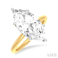 1/8 ctw Marquise Shape Round Cut Diamond Semi Mount Engagement Ring in 14K Yellow and White Gold