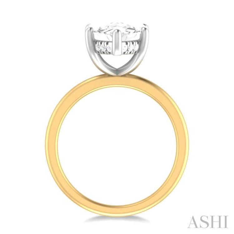 1/8 ctw Marquise Shape Round Cut Diamond Semi Mount Engagement Ring in 14K Yellow and White Gold