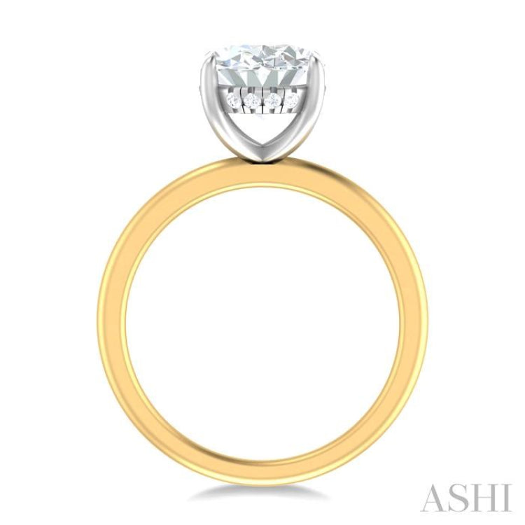 1/10 ctw Oval Shape Round Cut Diamond Semi Mount Engagement Ring in 14K Yellow and White Gold