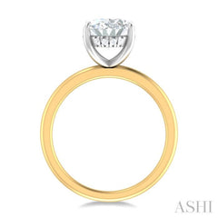 1/10 ctw Oval Shape Round Cut Diamond Semi Mount Engagement Ring in 14K Yellow and White Gold