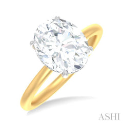 1/8 ctw Oval Shape Round Cut Diamond Semi Mount Engagement Ring in 14K Yellow and White Gold