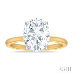 1/8 ctw Oval Shape Round Cut Diamond Semi Mount Engagement Ring in 14K Yellow and White Gold