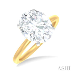1/8 ctw Oval Shape Round Cut Diamond Semi Mount Engagement Ring in 14K Yellow and White Gold