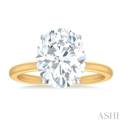 1/8 ctw Oval Shape Round Cut Diamond Semi Mount Engagement Ring in 14K Yellow and White Gold