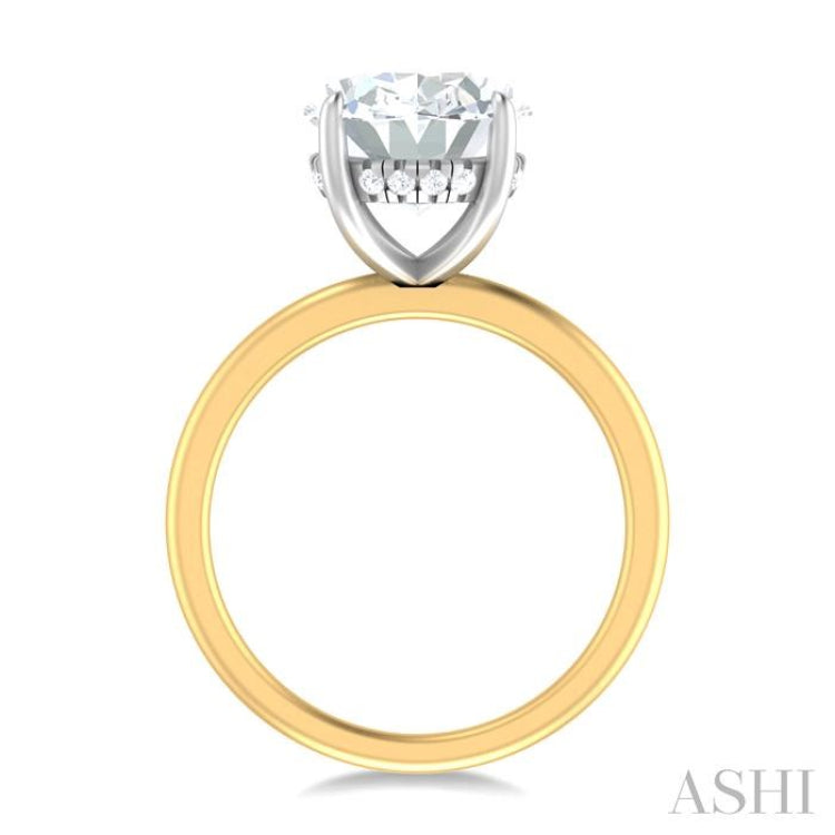 1/8 ctw Oval Shape Round Cut Diamond Semi Mount Engagement Ring in 14K Yellow and White Gold