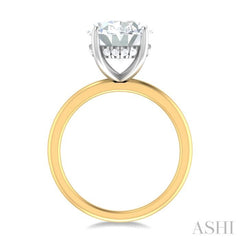 1/8 ctw Oval Shape Round Cut Diamond Semi Mount Engagement Ring in 14K Yellow and White Gold