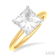 1/10 ctw Emerald Shape Round Cut Diamond Semi Mount Engagement Ring in 14K Yellow and White Gold