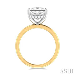 1/10 ctw Emerald Shape Round Cut Diamond Semi Mount Engagement Ring in 14K Yellow and White Gold