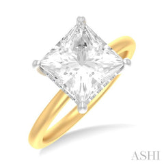 1/10 ctw Emerald Shape Round Cut Diamond Semi Mount Engagement Ring in 14K Yellow and White Gold