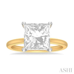 1/10 ctw Emerald Shape Round Cut Diamond Semi Mount Engagement Ring in 14K Yellow and White Gold