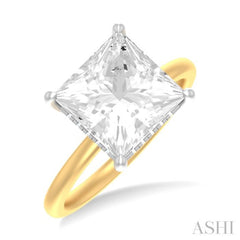1/8 ctw Emerald Shape Round Cut Diamond Semi Mount Engagement Ring in 14K Yellow and White Gold