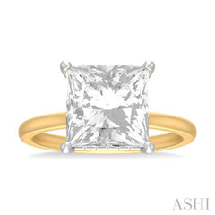 1/8 ctw Emerald Shape Round Cut Diamond Semi Mount Engagement Ring in 14K Yellow and White Gold