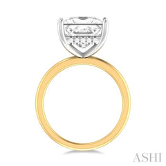 1/8 ctw Emerald Shape Round Cut Diamond Semi Mount Engagement Ring in 14K Yellow and White Gold