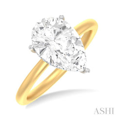1/10 ctw Pear Shape Round Cut Diamond Semi Mount Engagement Ring in 14K Yellow and White Gold