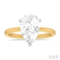 1/10 ctw Pear Shape Round Cut Diamond Semi Mount Engagement Ring in 14K Yellow and White Gold
