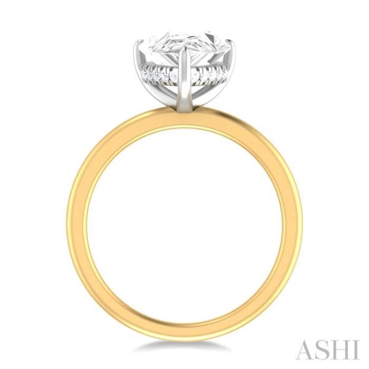 1/10 ctw Pear Shape Round Cut Diamond Semi Mount Engagement Ring in 14K Yellow and White Gold