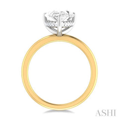 1/10 ctw Pear Shape Round Cut Diamond Semi Mount Engagement Ring in 14K Yellow and White Gold
