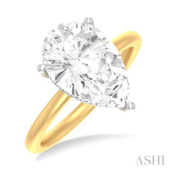 1/8 ctw Pear Shape Round Cut Diamond Semi Mount Engagement Ring in 14K Yellow and White Gold