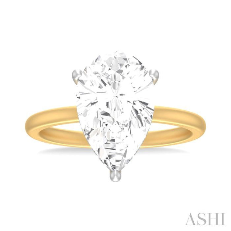 1/8 ctw Pear Shape Round Cut Diamond Semi Mount Engagement Ring in 14K Yellow and White Gold
