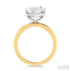 1/8 ctw Pear Shape Round Cut Diamond Semi Mount Engagement Ring in 14K Yellow and White Gold