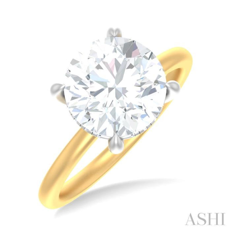1/10 ctw Circular Shape Round Cut Diamond Semi Mount Engagement Ring in 14K Yellow and White Gold