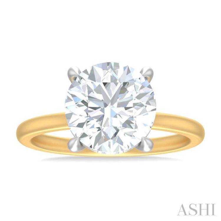 1/10 ctw Circular Shape Round Cut Diamond Semi Mount Engagement Ring in 14K Yellow and White Gold