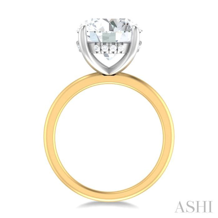 1/10 ctw Circular Shape Round Cut Diamond Semi Mount Engagement Ring in 14K Yellow and White Gold