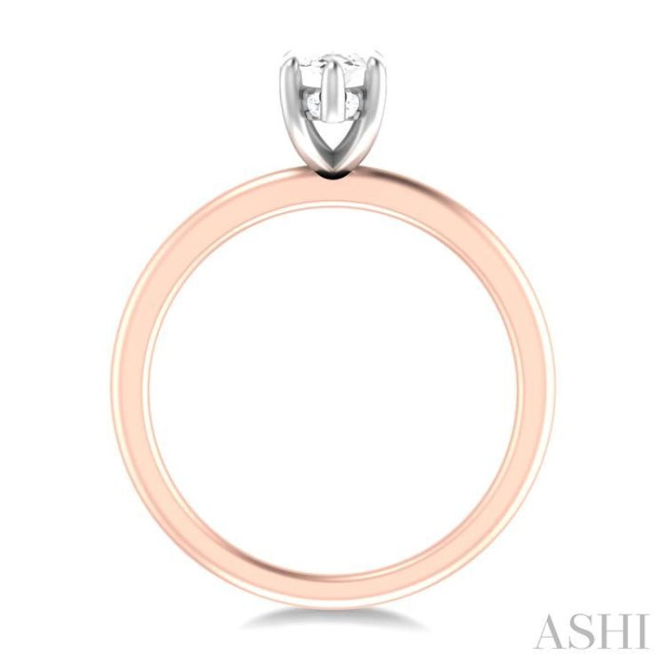 1/20 ctw Marquise Shape Round Cut Diamond Semi Mount Engagement Ring in 14K Rose and White Gold