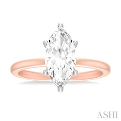 1/10 ctw Marquise Shape Round Cut Diamond Semi Mount Engagement Ring in 14K Rose and White Gold