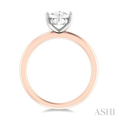 1/10 ctw Marquise Shape Round Cut Diamond Semi Mount Engagement Ring in 14K Rose and White Gold