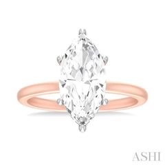 1/10 ctw Marquise Shape Round Cut Diamond Semi Mount Engagement Ring in 14K Rose and White Gold