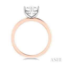 1/10 ctw Marquise Shape Round Cut Diamond Semi Mount Engagement Ring in 14K Rose and White Gold
