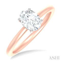 1/20 ctw Oval Shape Round Cut Diamond Semi Mount Engagement Ring in 14K Rose and White Gold