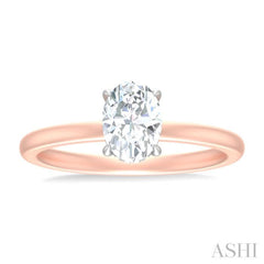 1/20 ctw Oval Shape Round Cut Diamond Semi Mount Engagement Ring in 14K Rose and White Gold